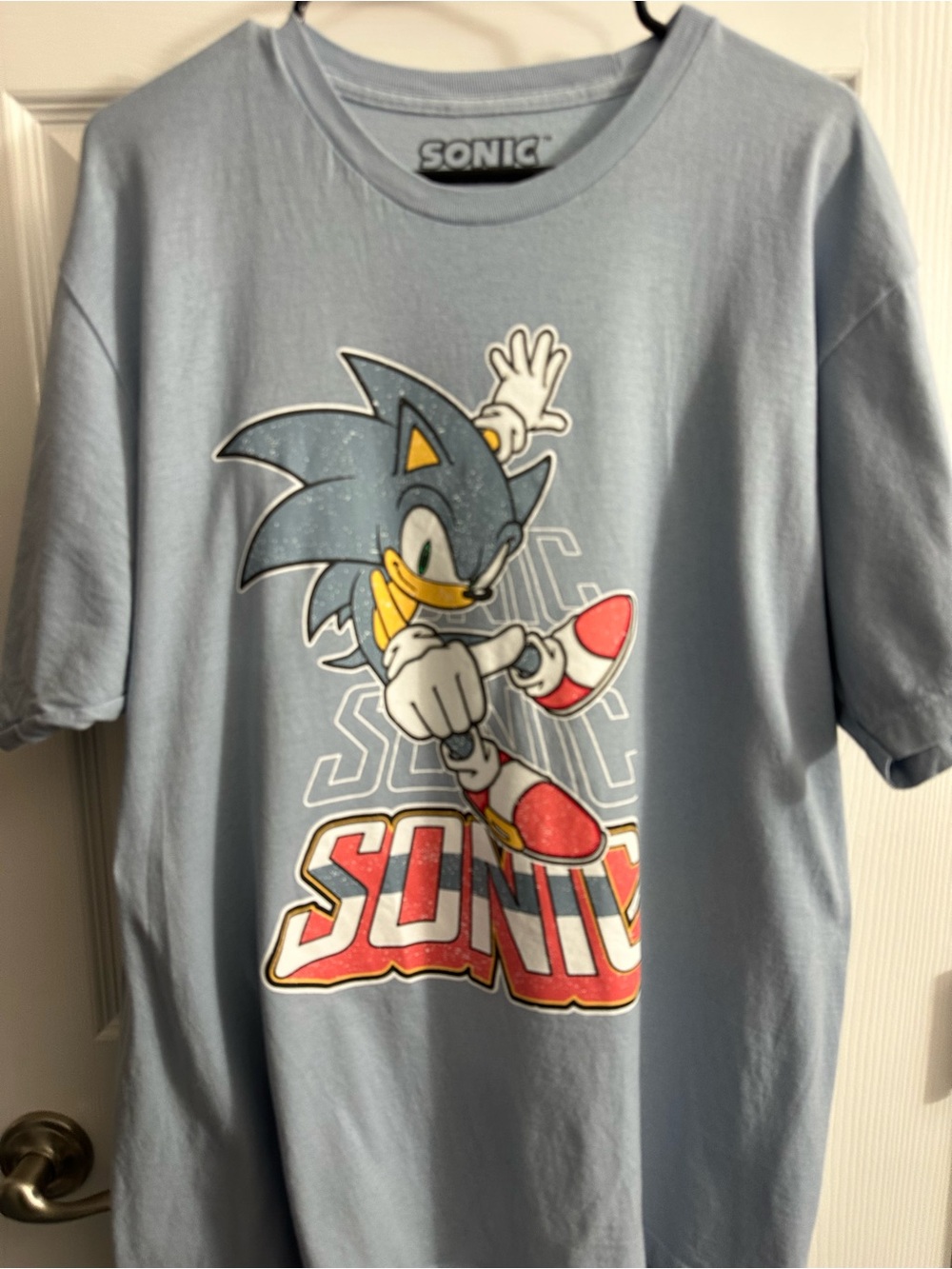 Sonic The Hedgehog Graphic Tee - Light Blue Men's Shirt Size XL